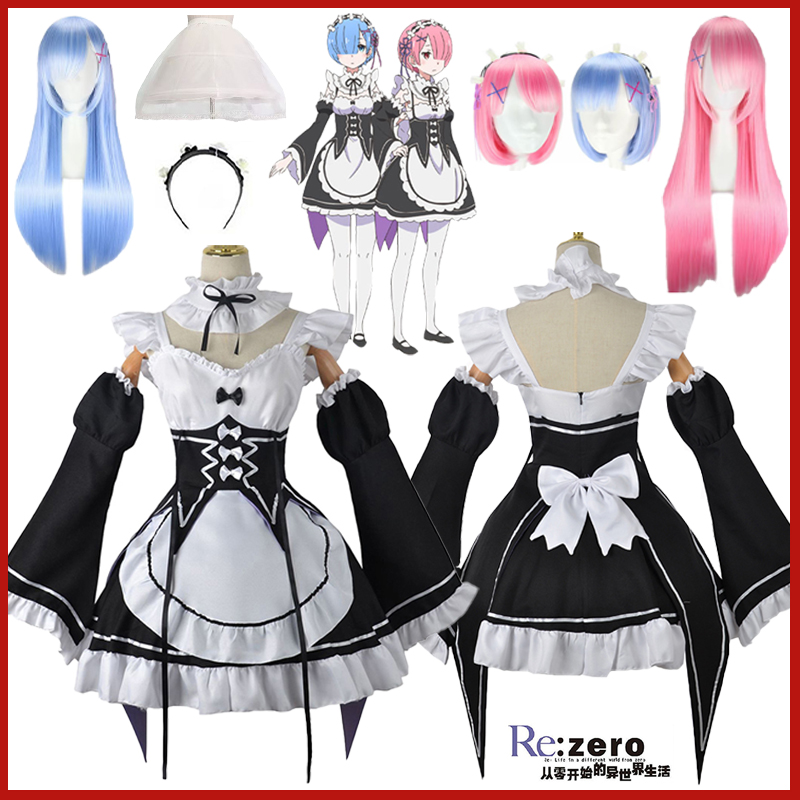 Re Zero Rem Wig - Anime Ram Rem Lolita Meid Cosplay