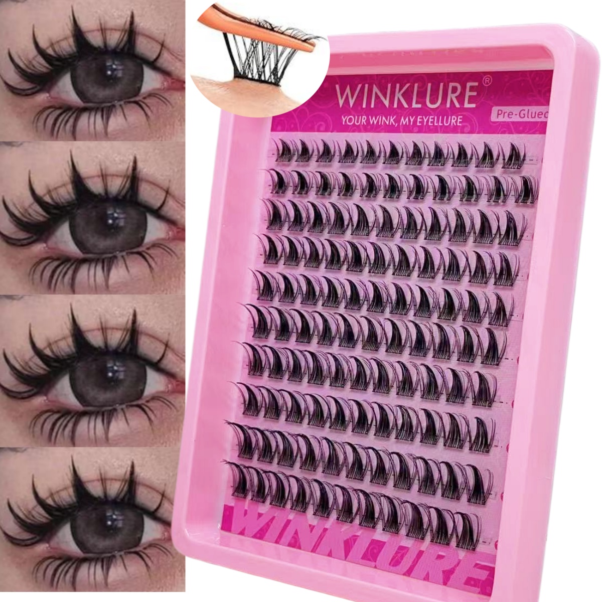 Anime Cosplay Lashes - WINKLURE Self-Adhesive False Eyelash Clusters Glue-Free
