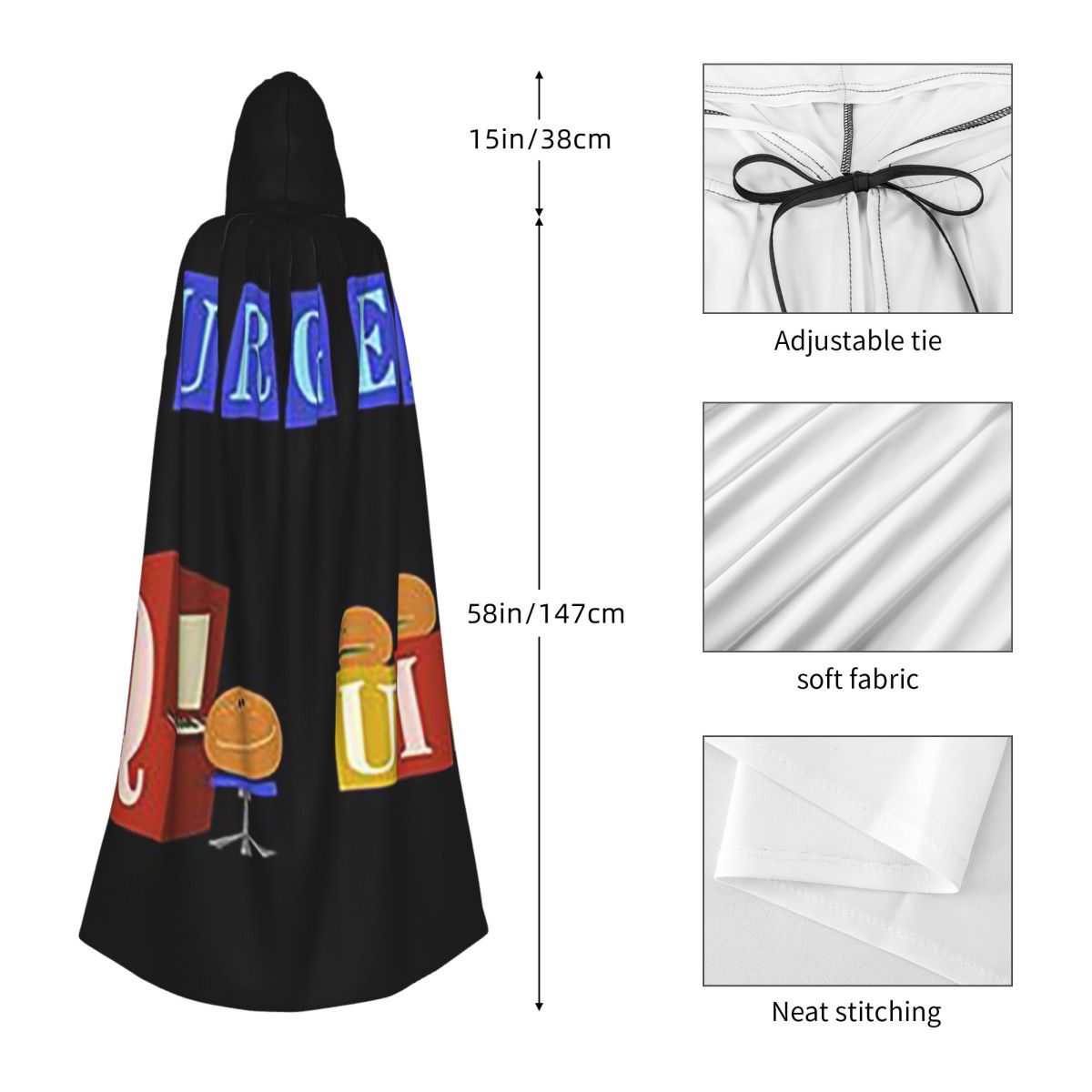 Burger Quiz New Logo Long Hood - Anime Cosplay Quiz review and price