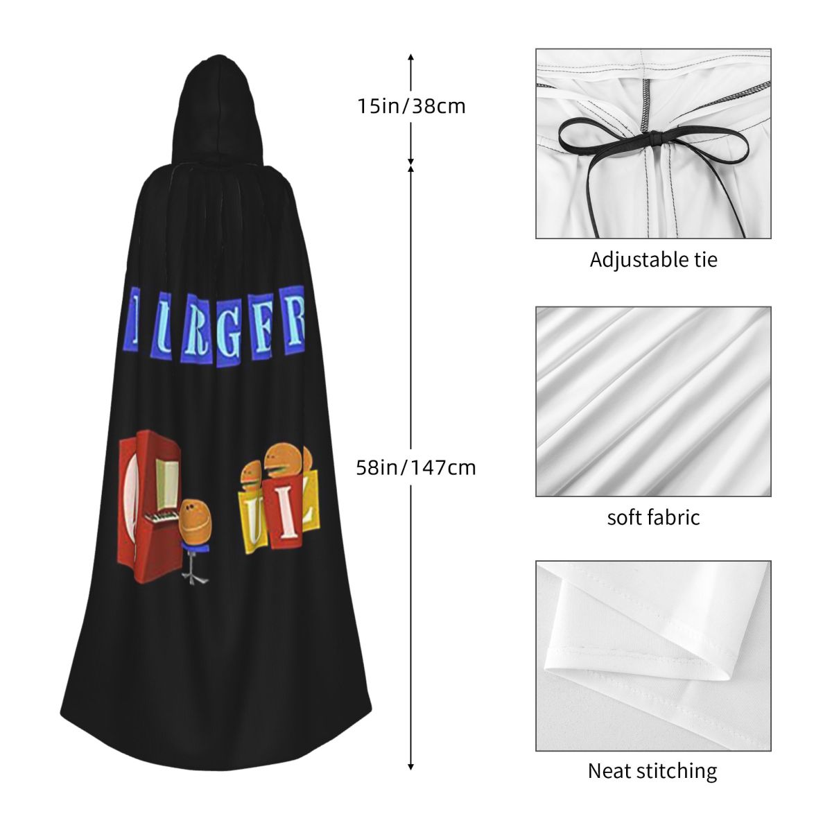 Burger Quiz New Logo Long Hood - Anime Cosplay Quiz review and price